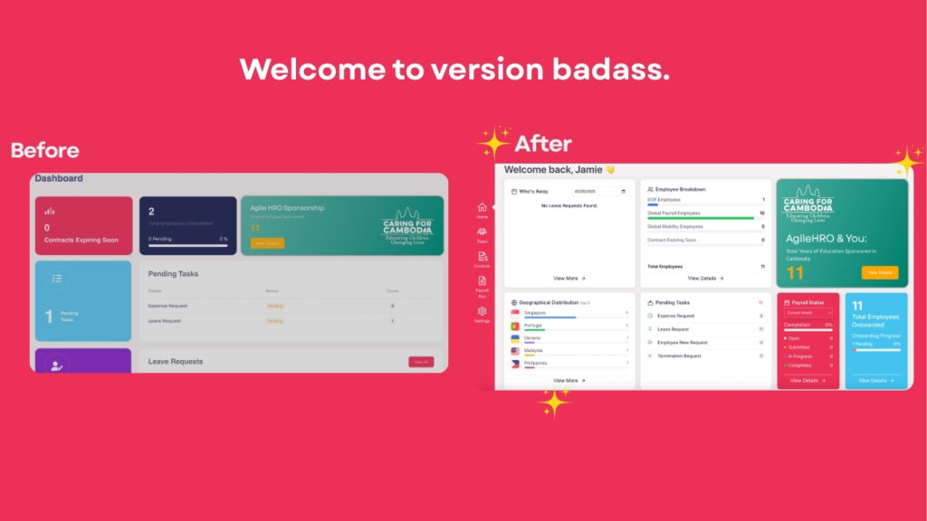 dashboard before and after